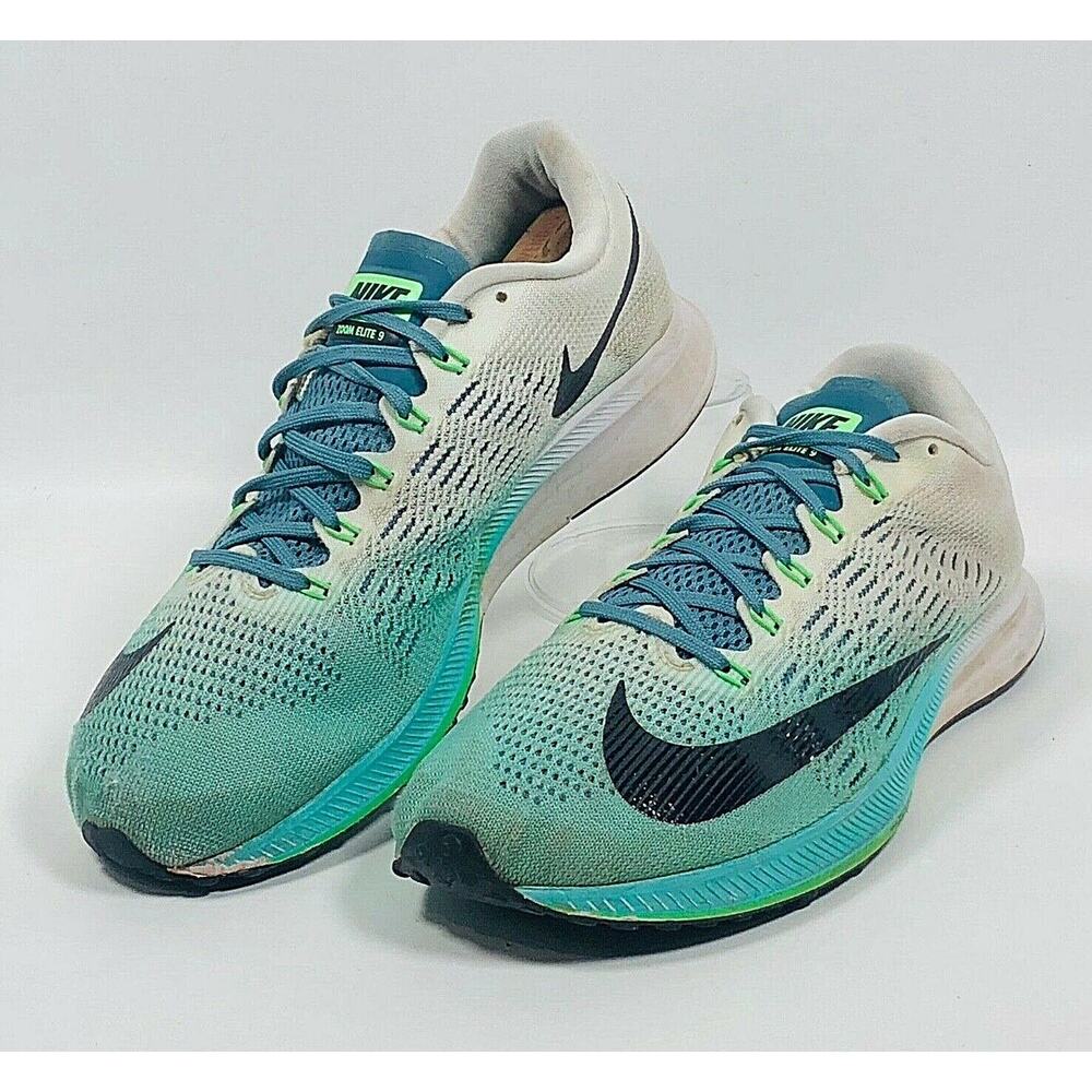 Nike Air Zoom Elite 9 Women's Running Shoes Green/White/Blue 863770-301 Size 8
